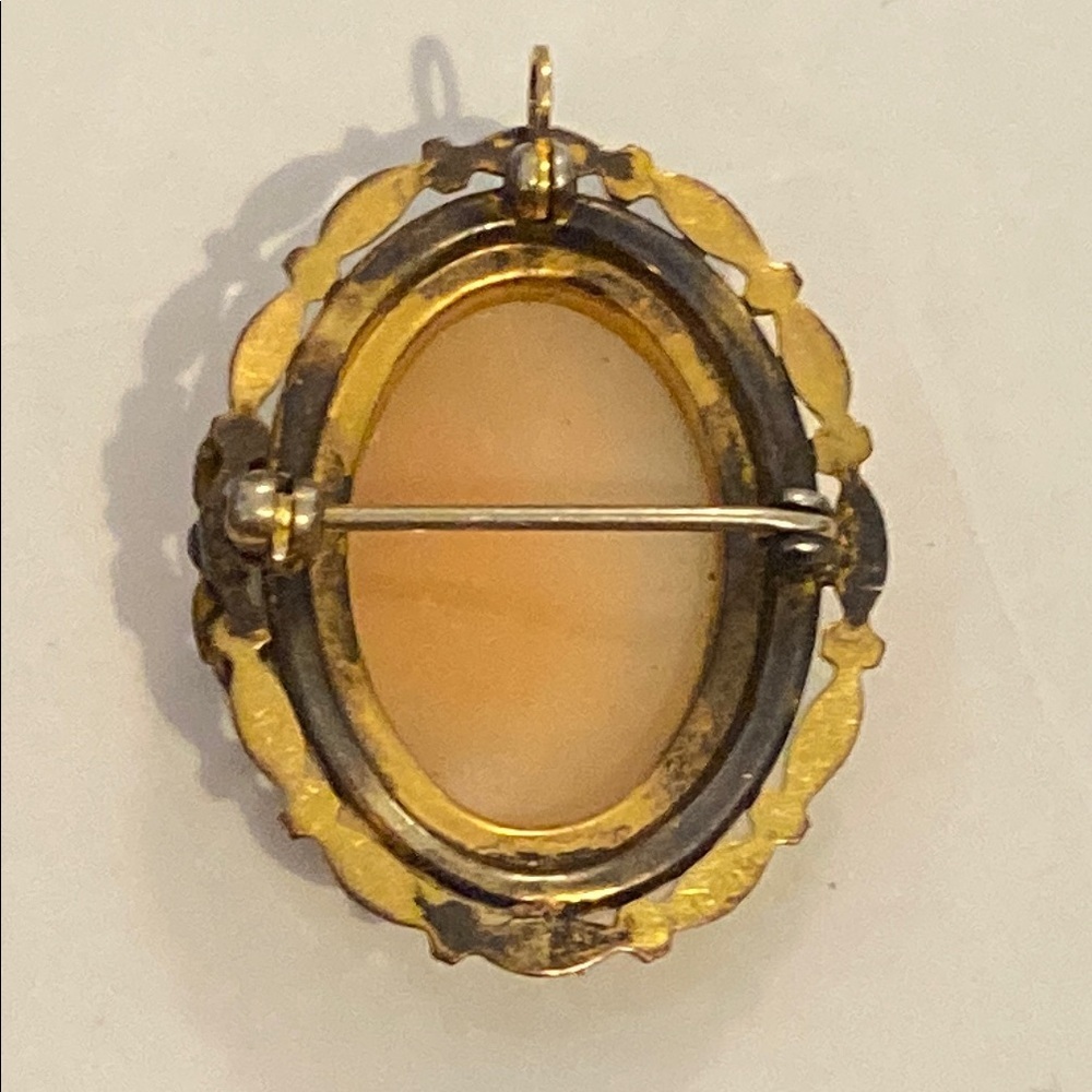 Vintage 12K Gold filled Cameo Brooch/ Pendant Hand Carved AD Marked - Picture 8 of 15